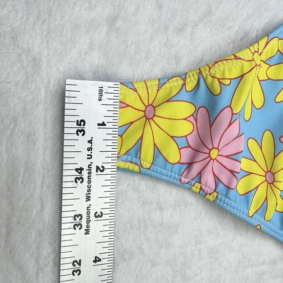 Shien Bikinx Bikini Swimsuit XS Blue Yellow Floral High Cut Cheeky Beach Summer - Picture 9 of 11